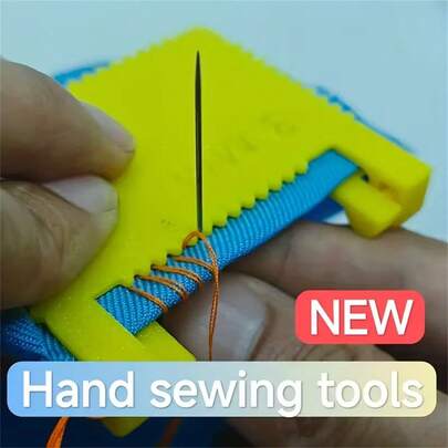 1pc Durable Plastic Sewing Tool, Yellow & White Design, Simple Handcraft Accessory, Suitable For Beginners, Housewives And Elderly, Great For Sewing Projects, Beginner Sewing Tools, Easy-Grip Handle
