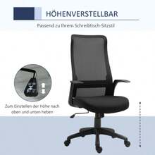 Mesh Office Chair, Ergonomic Office Chair, Height-Adjustable Swivel Chair, Black - Black - View 4