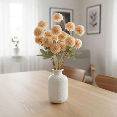 1PC/2PCS/Minimalist & Sleek Style Light Grayish-Orange Mini Autumn Chrysanthemum Artificial Flower Stems - Streamlined Flower Heads With Slender Matte Stems, Compatible With Minimalist Ceramic Vases, Premium Faux Flowers Ideal For Modern Minimalist Homes, Minimalist Show Flats And Art Galleries