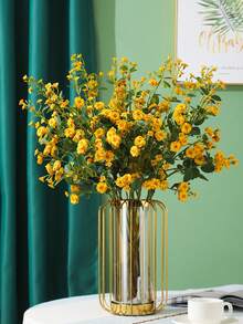 1pc Artificial Rose Flower Bouquet, Home Vase Decor, Wedding Decoration, Outdoor Garden Decor, Birthday Party Prop - Yellow - View 4