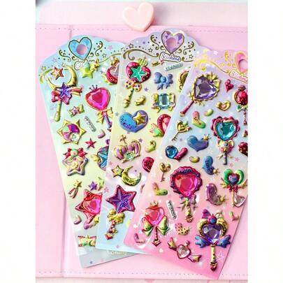 3D Stereoscopic Water-Filled Decorative Stickers, Preschool Supplies, Shake-Activated Interactive DIY Cartoon Stickers, Home Decor, Party Decorations, Birthday Gifts, Holiday Gifts, Fashionable