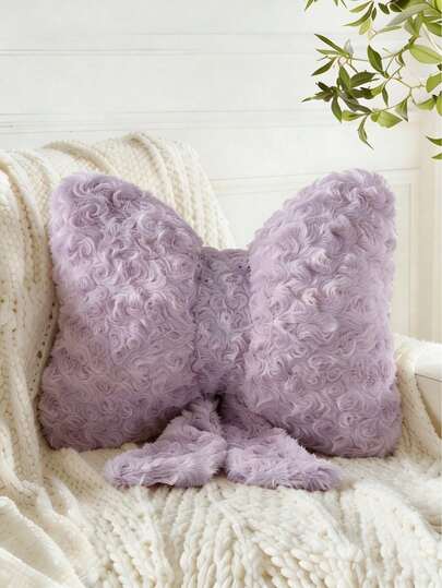 1pc Soft Plush Bow Decorative Pillow, Cute Petite Ribbon Cushion, Comfortable Decorative Throw Pillow, Warm Aesthetic Home Decor For Bedroom, Living Room, Sofa, Dorm, Ideal Gift For Christmas, Birthday, Friends, Family, Women