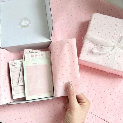 50 piezas de papel de regalo con estampado de lunares rosas, papel de regalo premium de gran tamaño, papel de embalaje para decoración de fiestas, manualidades DIY, adecuado para vacaciones, bodas, cumpleaños, regalos, decoraciones de fiesta
