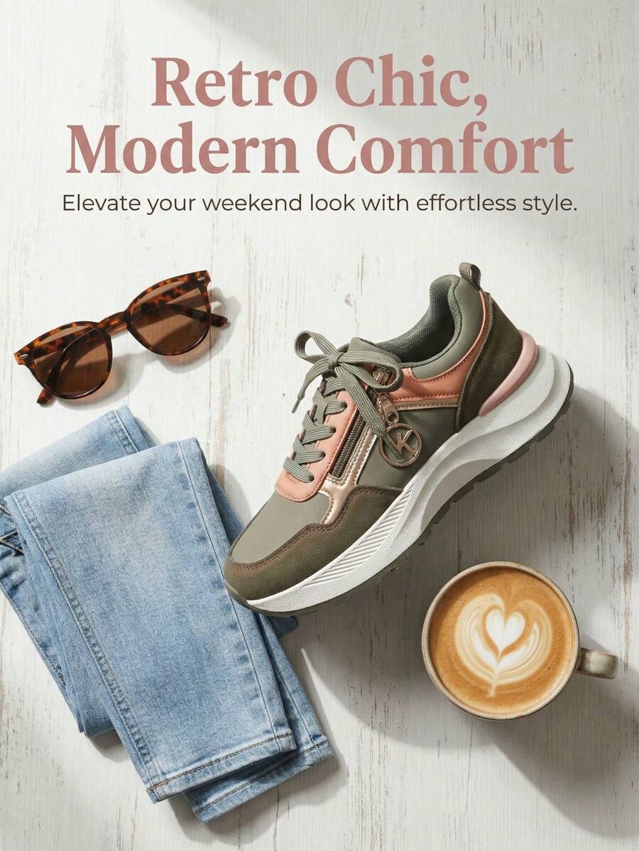 Bello Star Women's Casual Versatile Platform Sneakers - Green - View 1