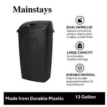 Kitchen Must-Have: 13 Gallon Swing Top Trash Can In Black Color - Keeps Your Kitchen Tidy And Forgives You For Bending Over - Black - View 2