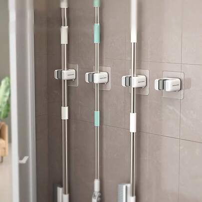 1个带柔软防滑橡胶手柄的弹簧夹，可牢固夹持您的工具，而不会刮伤或损坏工具手柄。橡胶垫吸收压力并防止滑动，确保您的拖把和扫帚即使在潮湿或较重的情况下也能保持稳固，这与金属钩或硬塑料夹不同。