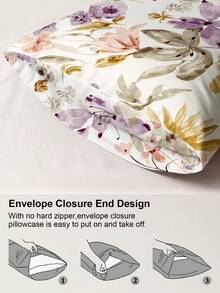 1pc/2pcs/4pcs Floral Print Pillowcase, Breathable Soft Comfortable, Envelope Closure Suitable For Bedroom Sofa Home Decor, Retro Style Bedroom Living Room Home Decor, Pillow Insert Not Included, Suitable For All Seasons - Multicolor - View 4