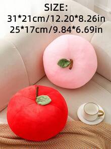 1个逼真苹果装饰抱枕，柔软毛绒水果靠垫，家居卧室窗帘装饰，可爱氛围枕，治愈系粉色苹果装饰枕，水晶绒材质，两种尺寸可选 - 粉色 - 查看 3
