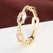 1pc Chain Design Cubic Zirconia Inlaid Fashion Ring For Women - Multicolor - View 16