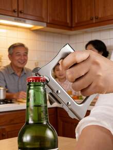 1/2 piezas Abrelatas manual de acero inoxidable estilo japonés, herramienta de cocina multifuncional para uso doméstico y al aire libre - Plateado - Ver 6
