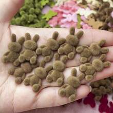 10pcs Mini Flocked Rabbit Set, Flocked Flocked Animal Beads, DIY Jewelry Pendant, Hair Clip Accessory, Handmade Christmas Gift, Holiday Supplies, Thanksgiving Gift, Ramadan And Easter Handmade Gift - Multicolor - View 3