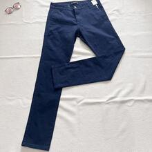 Men's Slim Fit Twill Trousers With Elastane And Side Pockets. - Navy Blue - View 1
