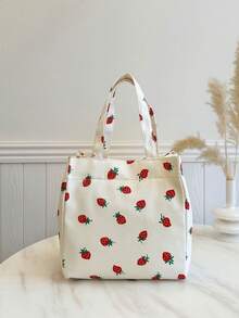 便携式午餐包；保温午餐盒；便当包；晚餐保温袋；学生加厚可爱午餐水果袋；草莓印花午餐包；学习用品；学习用品。 - 米色 - 查看 7