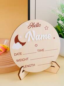 LICVIC Birth Announcement Milestone Disc, Custom Name Date Keepsake Gift For Family Celebration, Personalized Home Display Decor, Customized Hello World Memory Sign, Customizable Birth Record Plaque For Meaningful Gift, Birthday Gift, Birthday Gift, Family - Style B - View 3