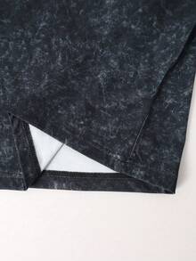 1 件男士全印花圆领休闲 T 恤，街头时尚百搭通勤嘻哈短袖上衣 - 霧霾藍 - 查看 7