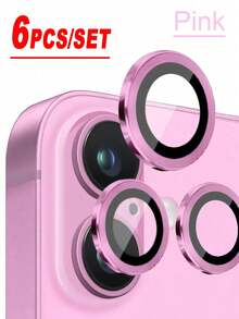 ZYONS 6片/套粉色金属相机镜头保护膜，完美贴合，圆形后置摄像头镜头盖，兼容 17 Pro Max/17 Air/16 Pro Max/16 Pro/16 Plus/16/16E/15/14/13 Mini/12/11系列 - 6pcs - 查看 10