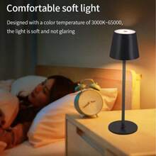 1pc Cordless Black/White Rechargeable LED Desk Lamp, Dimmable Battery Powered Table Light For Indoor Outdoor Cafe Dining - Multicolor - View 4