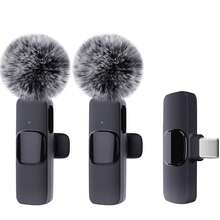 2.4G Wireless Lavalier Microphone, Type-C Interface, Plug And Play, Ultra-Low Latency, Built-In Noise Reduction Chip, Suitable For Video Recording, Interviews, Podcasts, Vlog, 50mAh Rechargeable Battery - Black - View 2
