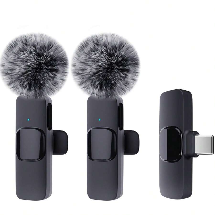 2.4G Wireless Lavalier Microphone, Type-C Interface, Plug And Play, Ultra-Low Latency, Built-In Noise Reduction Chip, Suitable For Video Recording, Interviews, Podcasts, Vlog, 50mAh Rechargeable Battery