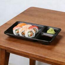 多功能哑光黑色碳纤维三格餐盘/可定制设计/防震/防刮/小吃盘/刺身盘/寿司盘/餐盘/餐厅及家庭使用 - 黑色 - 查看 6