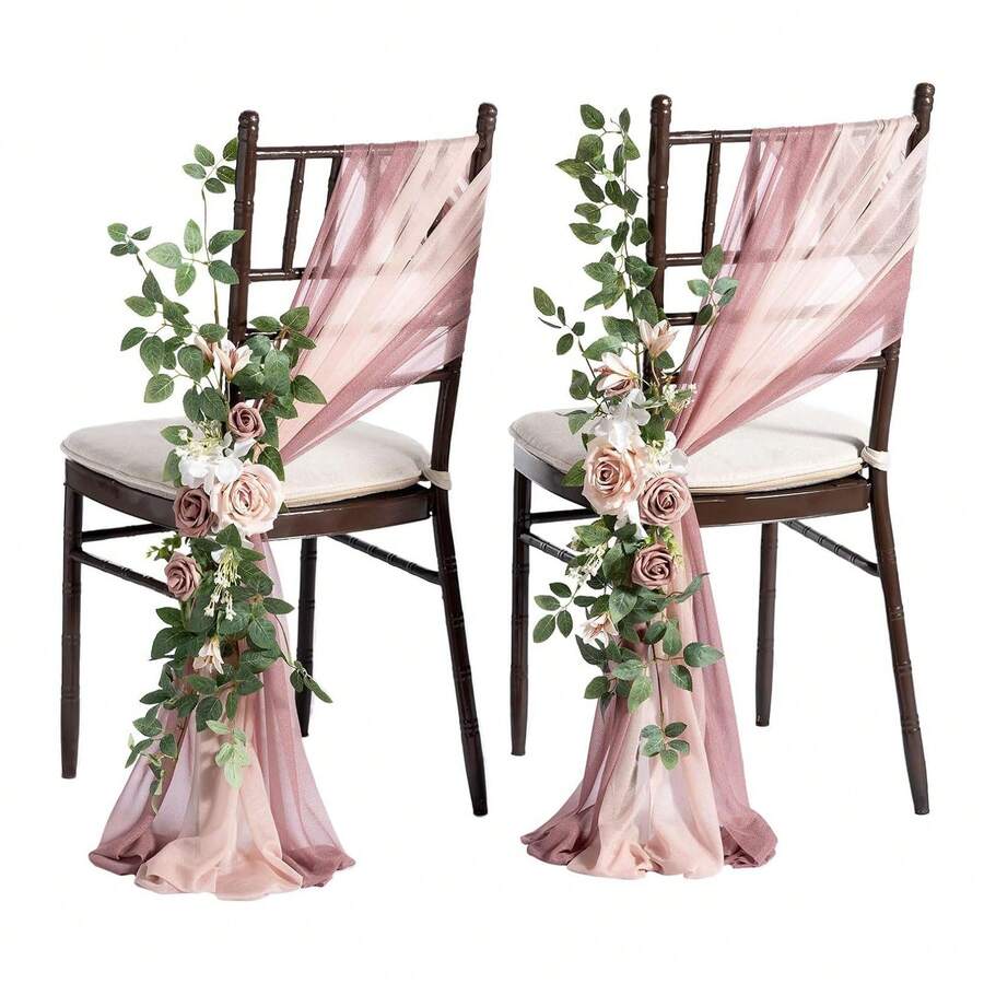 Eucalipto Artificial 2pcs Plantas Decorativas Flores Artific f - Rosa - Ver 1