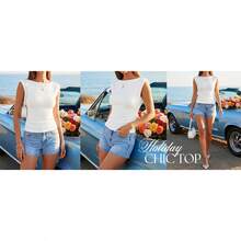 Women's Summer Ruched Top 2026 Cap Sleeve Boat Neck Spring Tops Going Out Tee Shirts Fashion - trắng - Xem 8