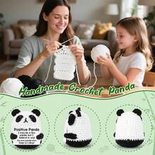 1pc Positive Panda Emotional Inspirational Support Crochet Dolls Positive Crochet Animals Gifts Emotional Inspirational Support Plush Stuffed Animal, Birthday Valentine's Day Gifts For Women Men Colleagues Friends Teens - Multicolor - View 3