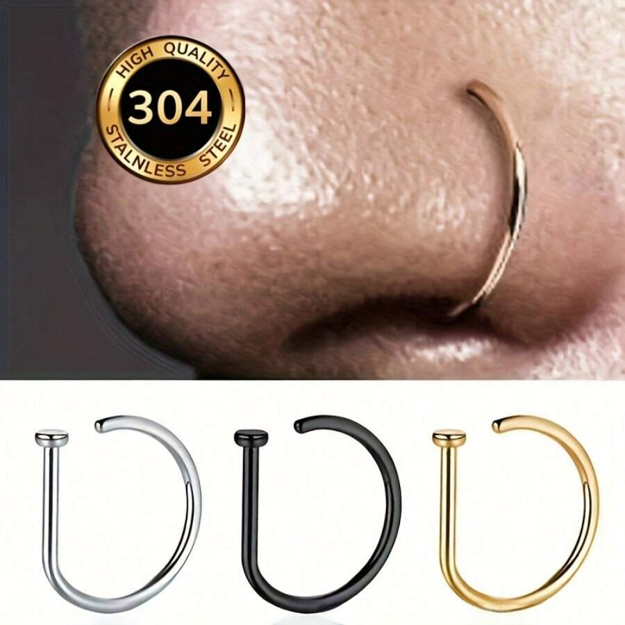 1 Piece, Geometric Nose Ring. Punk Style, Septum Stainless Steel Nose Stud, Nose Ring, Body Piercing Jewelry, Women's Body Jewelry, Novel, Beautiful, Eye-Catching. - màu ngẫu nhiên - Xem 1