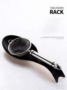 1pc Stainless Steel Spoon Rest Holder Tray For Hot Pot Spoon, Food Clip, Hotel Restaurant Kitchen Utensil Holder - Black - View 5