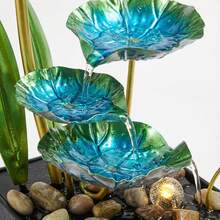 LUMIARTISAN 3-Tier USB Tabletop Fountain | Golden Lotus Leaf With Reflective Lighting | Zen Relaxation Gift - 綠色風格二 [95.65% 的人選擇它] - 查看 7