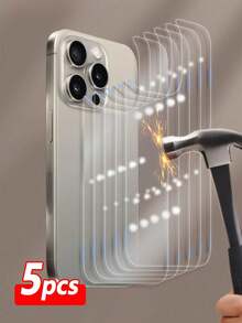 ZYONS Bộ 5 miếng dán mặt lưng kính cường lực độ nét cao, trong suốt, bảo vệ điện thoại, tương thích với dòng 17 Pro Max/17 Air/16E/16 Plus/16 Pro/16 Pro Max/15/14/13/12/11/X/8/7 - Kính sau 5 CÁI - Xem 33