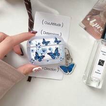 Blue Butterfly Design Protective Case Compatible With Apple Bluetooth Earphones, Shockproof And Scratch-Resistant Cover Compatible With Apple Bluetooth Wave Earphone Case - Clear - View 15