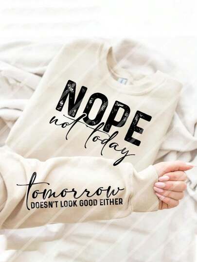 Nope Not Today, Tomorrow Either Funny Retro 80s Style DIY Iron-On Heat Transfer Sticker Decal Patch, Suitable For T-Shirts, Sweatshirts, Fabric, Pillowcases, Bags And Clothing Decoration, 10inch