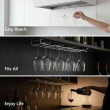 4 Pcs Wine Glass Rack Set 10.6 In Under Cabinet Stemware Rack With Inverted Design Space-Saving Hanging Wine Glass Holder Sturdy Iron Frame Ideal For Kitchen Bar - As Pic - View 7