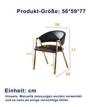 Set di 2 sedie da pranzo  nera, lussuosa struttura in metallo dorato, sedia moderna e minimalista con schienale, adatta per sala da pranzo e soggiorno. - nero - Visualizzare 10