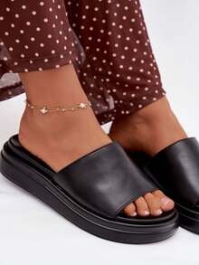 Women's Platform Flip-Flops Tanelisse, Comfortable And Stylish, Made Of Synthetic-Leather, Perfect For Summer And Everyday Styling Brown Black Beige - Black - View 8