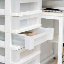 9-Drawer Narrow Plastic Storage Cart With Organizer Desktop, White - 1 - View 4