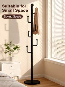 Coat Rack With Storage Basket, Freestanding Clothes Rack, Coat Rack Stand For Hat Scarves Handbags Clothes, Modern Coat Hanger Stand For Entryway, Moving Storage Rack For Bedroom Living Room Office Hallway Entrance, Easy Access, Hallway Decor, Black Or White - Black - Round Base - 查看 7