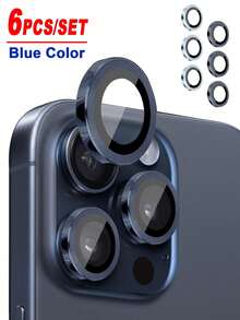 ZYONS 6片/套 蓝色金属相机镜头保护膜,完美贴合,圆形后置摄像头镜头盖,兼容 17 Pro Max/17 Air/16 Pro Max/16 Pro/16 Plus/16/16E/15/14/13 Mini/12/11 - 6pcs - 查看 11