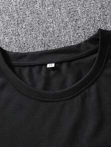 Lonblece 男士黑色短袖T恤，采用亮面手工设计，醒目的图案印花，适合休闲街头风和日常穿着。 - 黑色 - 查看 4