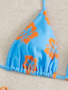 Bộ bikini hai mặt mềm mại, in họa tiết, kiểu buộc dây cổ, gợi cảm, thích hợp cho các bữa tiệc, đi biển mùa hè và du lịch. - Màu xanh lam - Xem 4