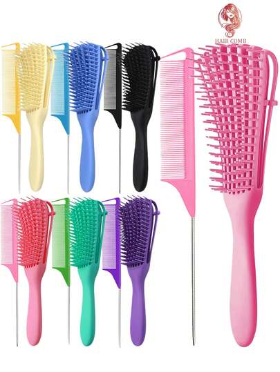 1/2/4pcs Multi-Functional Massage Comb Set, Octopus Comb For Volumizing Curly Hair, Pointed Tail Comb Suitable For All Hair Types (Dry/Wet), Sectioning Comb, Portable Comb, Detangling Comb, Haircutting Kit, Hair Accessory Set, Hairstyling Tools, School Supplies, Hair Accessories, Haircutting Tools, Suitable For Back To School, Valentine's Day Gift For Her