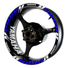 Complete Motorcycle Rim Stickers Decals - Bleu réfléchissant / Blanc réfléchissant - Voir 1