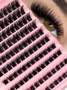 120-Piece Slim Individual Lash Clusters For A Natural Look, Eye Lash Curl D-Shaped Curl, Volumizing, DIY Lash Extensions For Salon-Grade Volume And Length - Easy To Apply, Reusable And Comfortable Lash Clusters, Lashes>Cluster Lashes - Black - View 2
