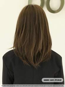 NAMM 1 PC Elegant Brown Layered Wig For Women 16 In Shoulder Length Synthetic Middle Part Wig, High Temperature Fiber Wig For Girl Daily Use - Brown - View 4