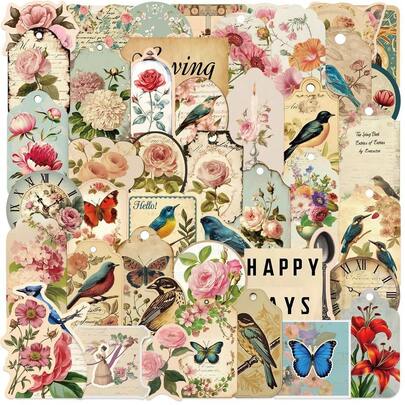 50 张卡通复古涂鸦贴纸 - 防水贴纸，可用于装饰吉他、笔记本、行李箱、手机壳、水杯和 DIY 手工艺品