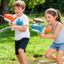 1pc Children Shark Cartoon Patterned Pull-Type Water Gun For Outdoor Water Play In Summer, Perfect For Beach Fight Game Toy - Multicolor - View 3