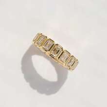 1pc Gold Tone Baguette CZ Paved Chain Link Eternity Band Ring Daily Party Jewelry - Women's Ring - View 4