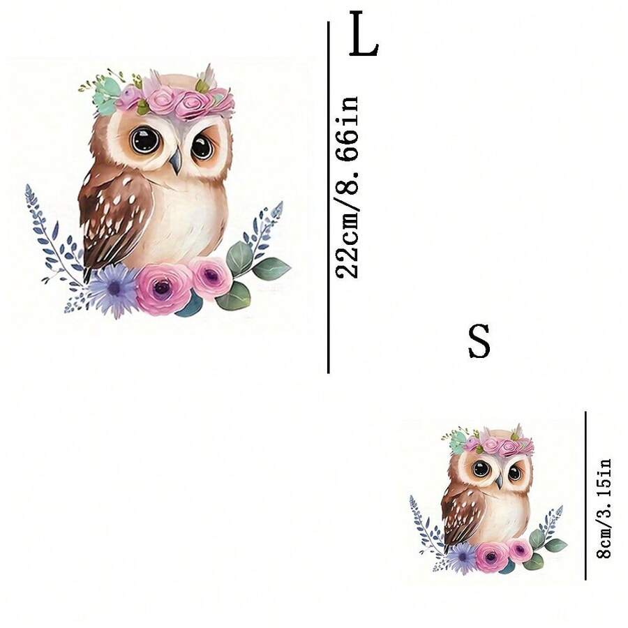 2pcs Owl Heat Transfer Patches, Suitable For T-Shirts, Jeans, Sweaters, Handbags, Pillows, Cushions, Washable And Ironable - L+S - View 1