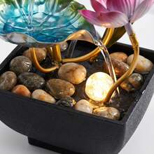 LUMIARTISAN 3-Tier USB Tabletop Fountain | Golden Lotus Leaf With Reflective Lighting | Zen Relaxation Gift - 綠色風格二 [95.65% 的人選擇它] - 查看 9